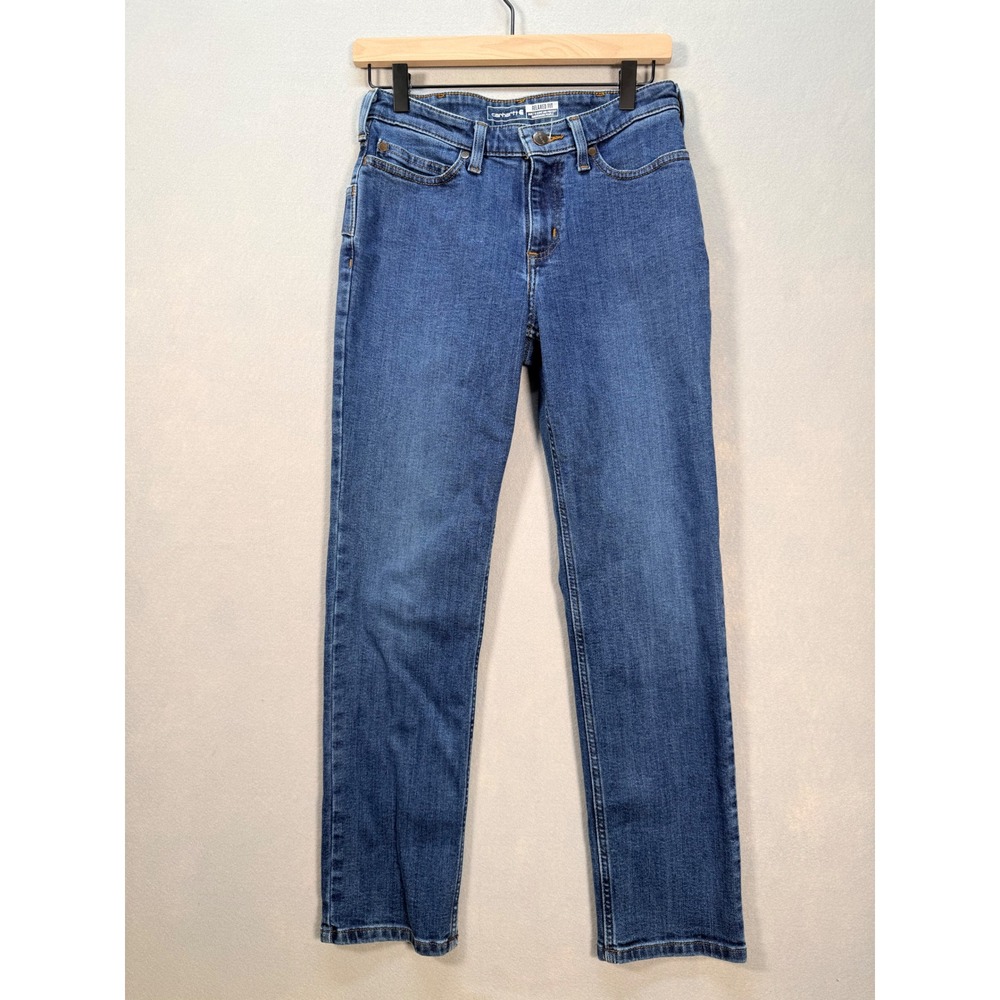 Carhartt Relaxed Fit Utility Carpenter Jeans Blue Denim Womens 2 SHORT